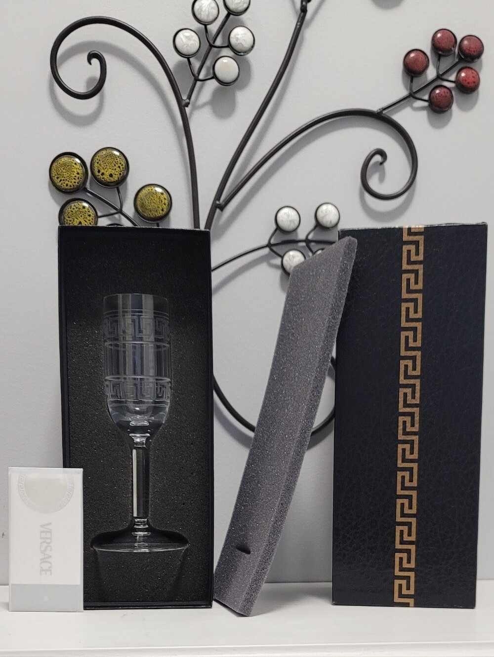 RARE ROSENTHAL VERSACE "MEANDRE" CRYSTAL SHERRY JEREZ FLUTE - MINT IN BOX